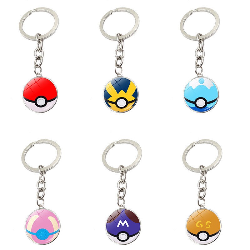 Pokemon Anime Figure Pokeball Pikachu Elf Ball Keychain Pendant Pocket Monster Model Toys Kids Birth