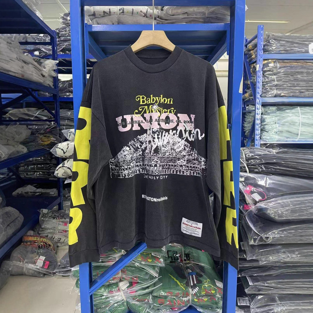 P8EM RRR123 SS25Limited Capsule Series: Mystery of Babylon Retro Loose-Fit Long Sleeve T Men's T-shi