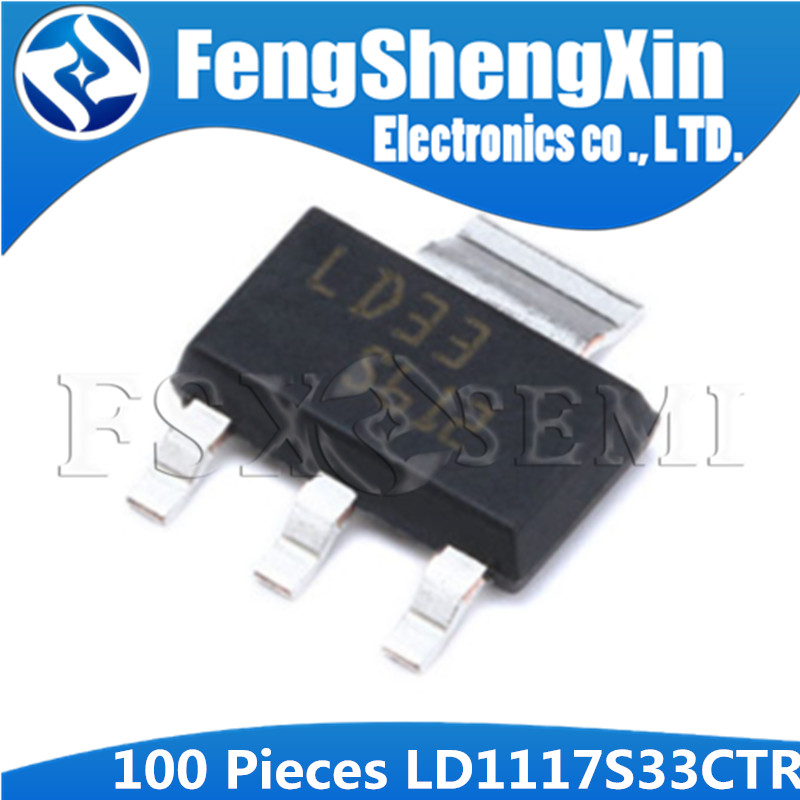 100 chiếc LD1117S33CTR SOT-223 LD1117S33 SOT223 LD33 IC REG LDO 3.3V 950MA Bộ điều chỉnh điện áp dươ