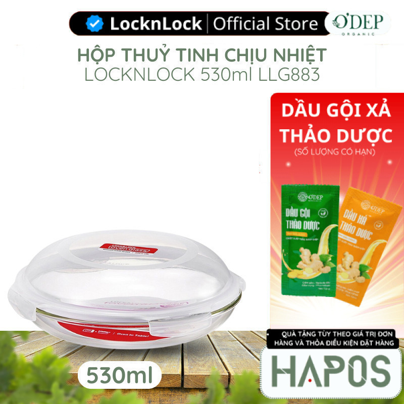 Hộp thủy tinh chịu nhiệt hình tròn Chính hãng LocknLock Glass food container round 530ml LLG883 - HA