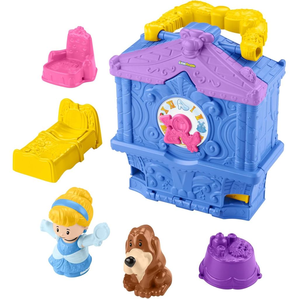 Fisher-Price Little People Đồ chơi tập đi Công chúa Disney Cinderella Bộ đồ chơi đang di chuyển với 