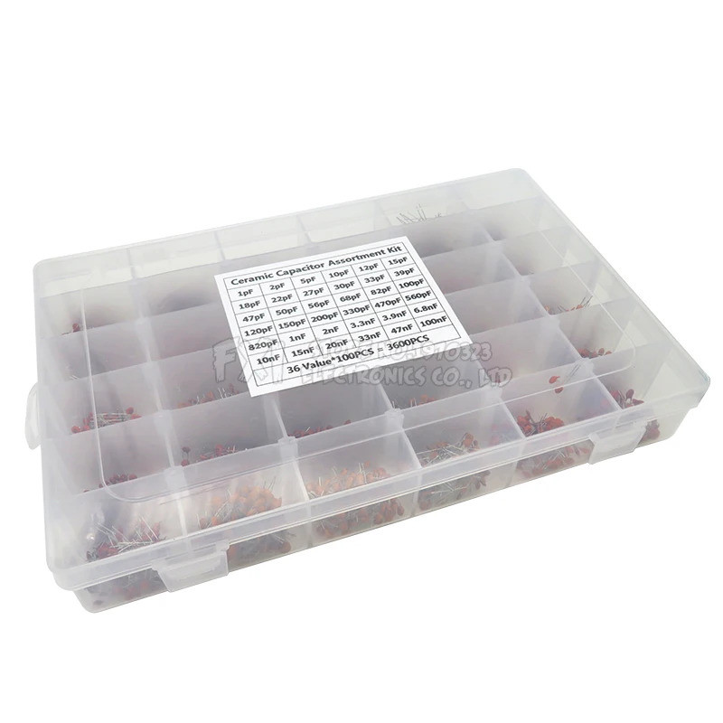 3600 Cái / lốc 1PF-100nF Bộ phân loại tụ điện gốm 10PF 22PF 33PF 47PF 100PF 330PF 470PF 1NF 10NF 47N