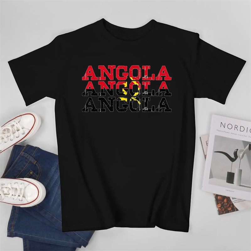 Cờ Angola Mùa Hè Áo Thun Nam Quốc Huy Angola 3D In Áo Sơ Mi Quá Khổ Áo Thể Thao Thể Dục Tay Ngắn Áo