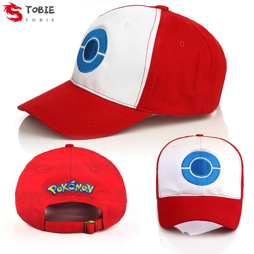 TOBIE Pokemon Mũ Bóng Chày Nữ Anime Đỏ Cotton Mũ Chống Nắng Mũ Golf Mũ Phong Cách Hàn Quốc Mũ