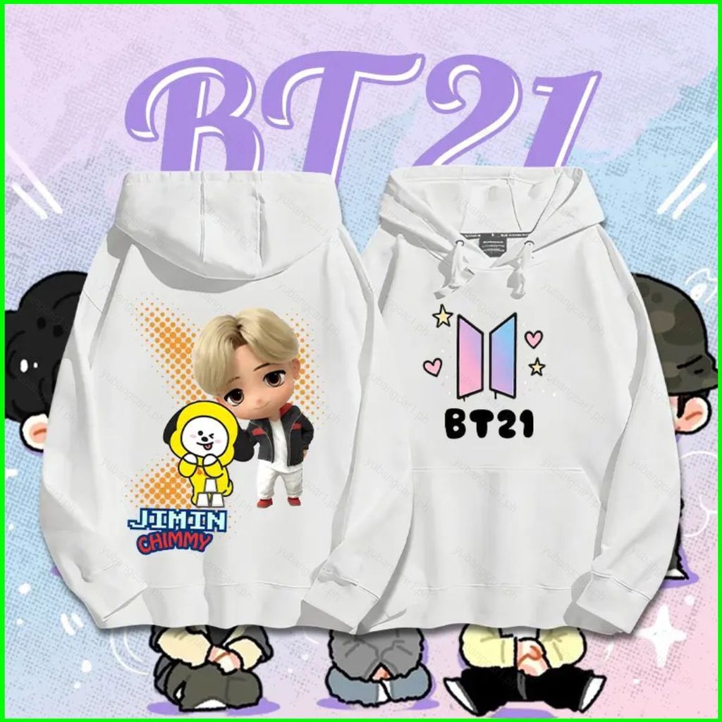 YB1 BTS BT21 J-Hope RJ MANG Jimin Áo Hoodie KPOP Áo Unisex Dài Tay Top BY1