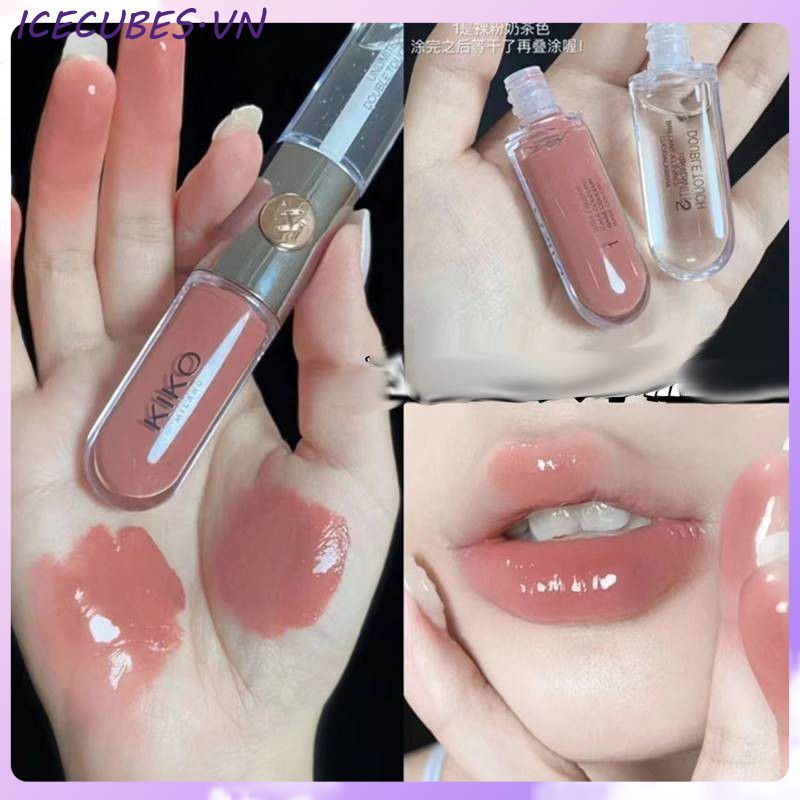 Son bóng KIKO Milano Unlimited Double Touch 6ml, màu #103 hồng tự nhiên và #108 đỏ satin ICECUBES