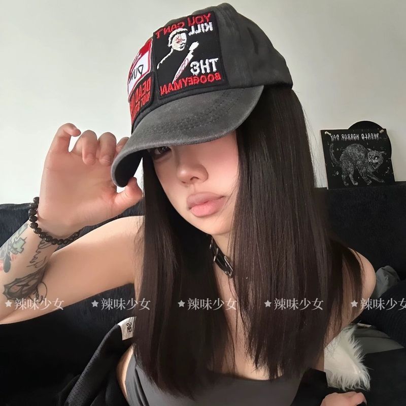 Mũ punk thêuadjustable, phong cách streetwear tối giản, mã 0110