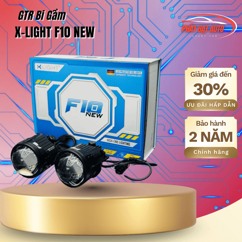 Đèn Bi Gầm Ô Tô X-Light F10 New 2025 3.0 Inch 45W/55W nhiệt màu 4800K chống nước IP68 bảo hành 2 năm