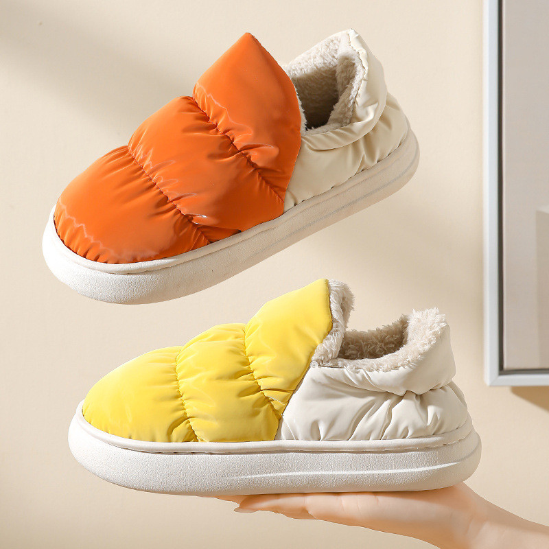 dép sục nữ đế cao dép sục nữ Dép Cotton Nữ Mùa Đông Cặp Đôi Ngoài Trời Mặc Gót Chân Dễ Thương Nhà Tr