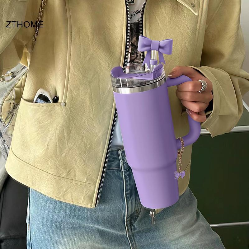 ZTHOME Stanley Cup Phụ Kiện Bộ, Nơ Ống Hút Bao Da Dễ Thương Cho Stanley Cup 30 / 40oz Tumble, Bướm D