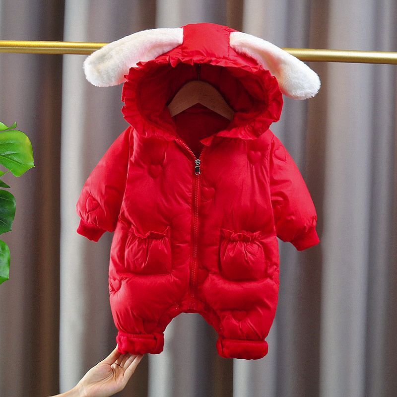 Dày Mùa Đông Bé Gái Bé Ôm Quần Áo Trẻ Sơ Sinh Mùa Thu Jumpsuit Áo Liền Quần Áo Lễ Hội Cho Bé Một Tuổ