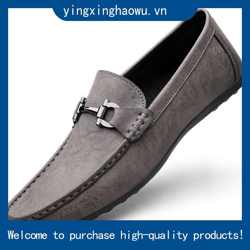Men's soft leather loafers size lớn 38-47 giày công sở giày công sở chuỗi kim loại non-slip giày nam