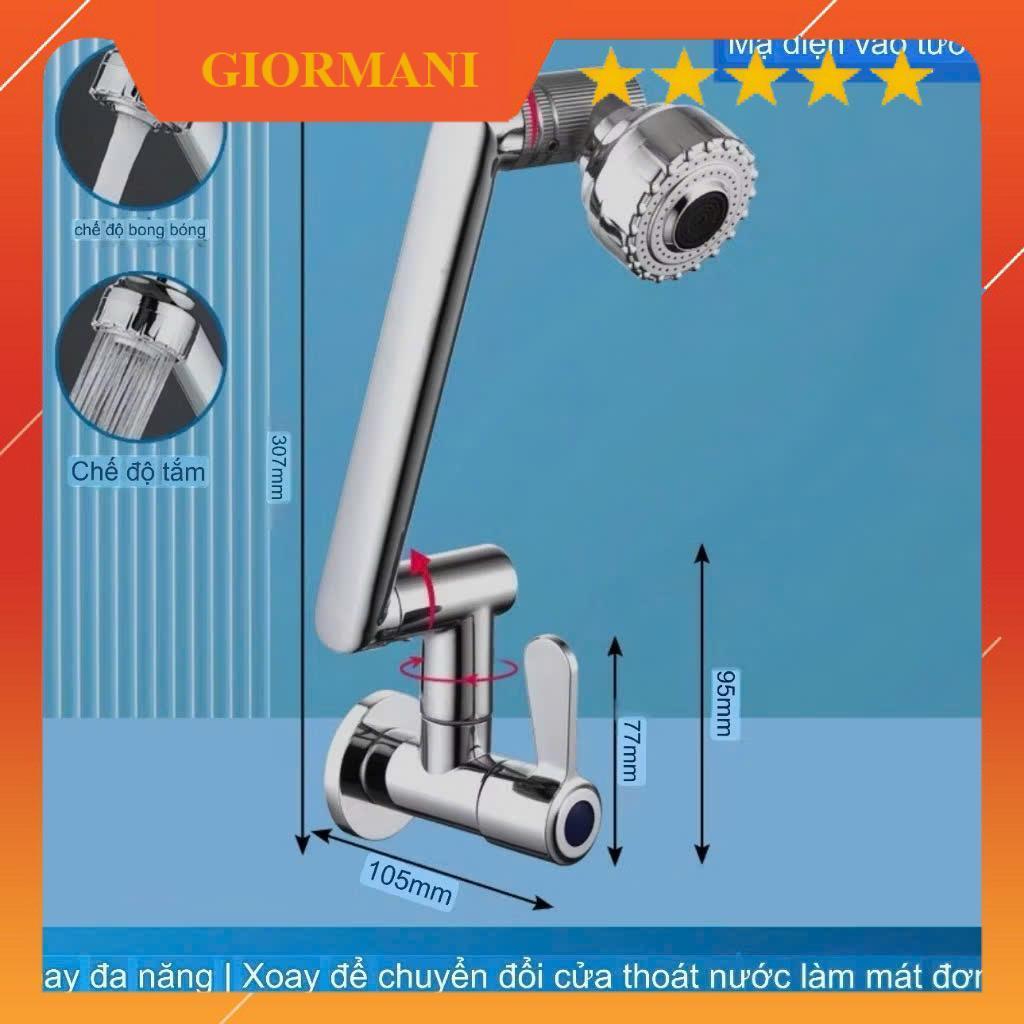 Vòi rửa chén, rửa bát cắm tường GIORMANI cần xoay ổ bi 360 độ 2 chế độ nước VRB911