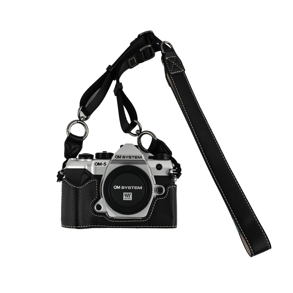 Túi Đựng Máy Ảnh OM5II In Hình Lòng Bàn Tay Da PU Cho Olympus OM-5 Mark II OM5 II Nửa Thân Dây Đeo V