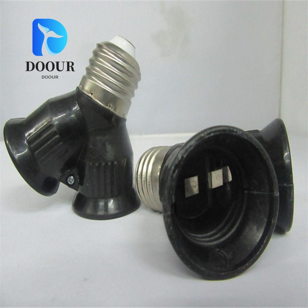 Ổ cắm bóng đèn DOOUR E27, PC có vít E27 ĐẾN 2E27, Đế LED màu đen chống cháy cặp song sinh bền bỉ E27