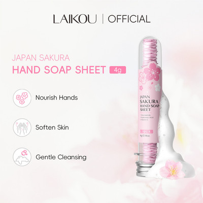 Tấm xà phòng rửa tay làm sạch LAIKOU Nhật Bản Sakura | Với Niacinamide & Vitamin C | Dưỡng ẩm & Di động