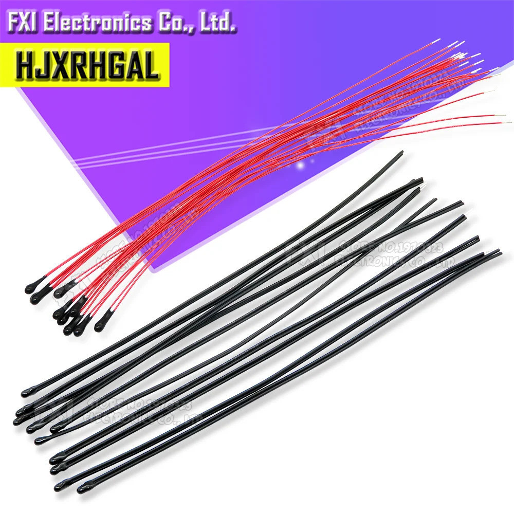 10 CÁI Điện trở nhiệt điện trở NTC MF52B MF52D 10K 100K Đầu dò dây đeo B3950 B3435 1% 10CM Cảm biến 