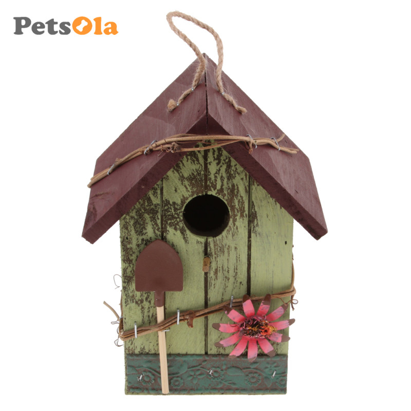 PETSOLA Nghệ thuật và thủ công bằng gỗ Country Cottages Bird House Parrot Comfort House A