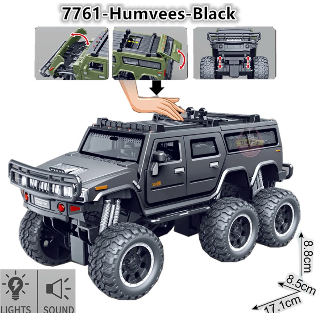 Xe mô hình Hummer H2, 6 bánh có đèn và âm thanh