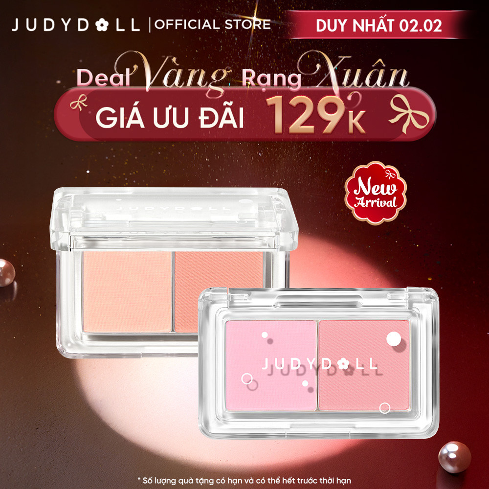 [MỚI] Phấn Má Hồng 02 Ô JUDYDOLL Dual Color Blush Mịn lì Chuẩn Màu Dễ Tán Bắt sáng lì 3,9g