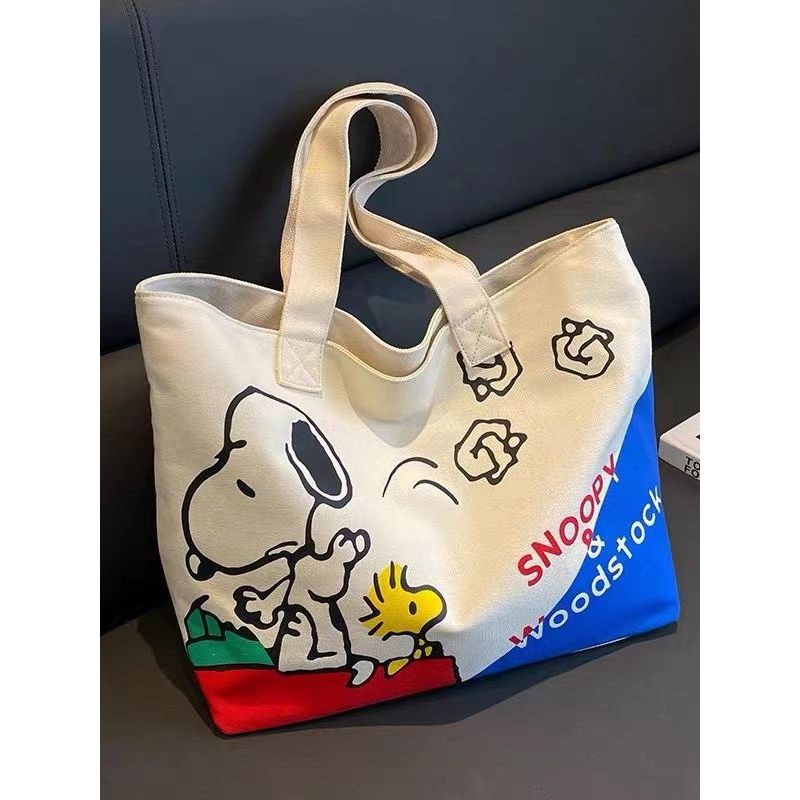 túi tote to túi tote có khóa kéo Ins Hoạt Hình Nhật Bản In Hình Túi Vải Nữ Dung Tích Lớn Mẹ Mang Thai Kiểm Tra Túi Tote Học Sinh Đeo Vai Túi Tote