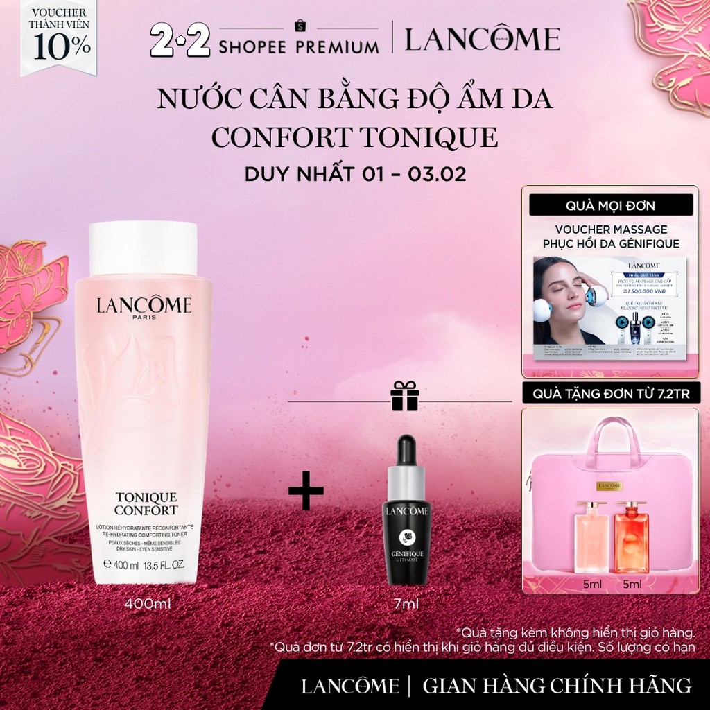 Nước Cân Bằng (Toner) Độ Ẩm Dịu Nhẹ Lancome Tonique Confort 400ml - Chiết Xuất Từ Mật Ong