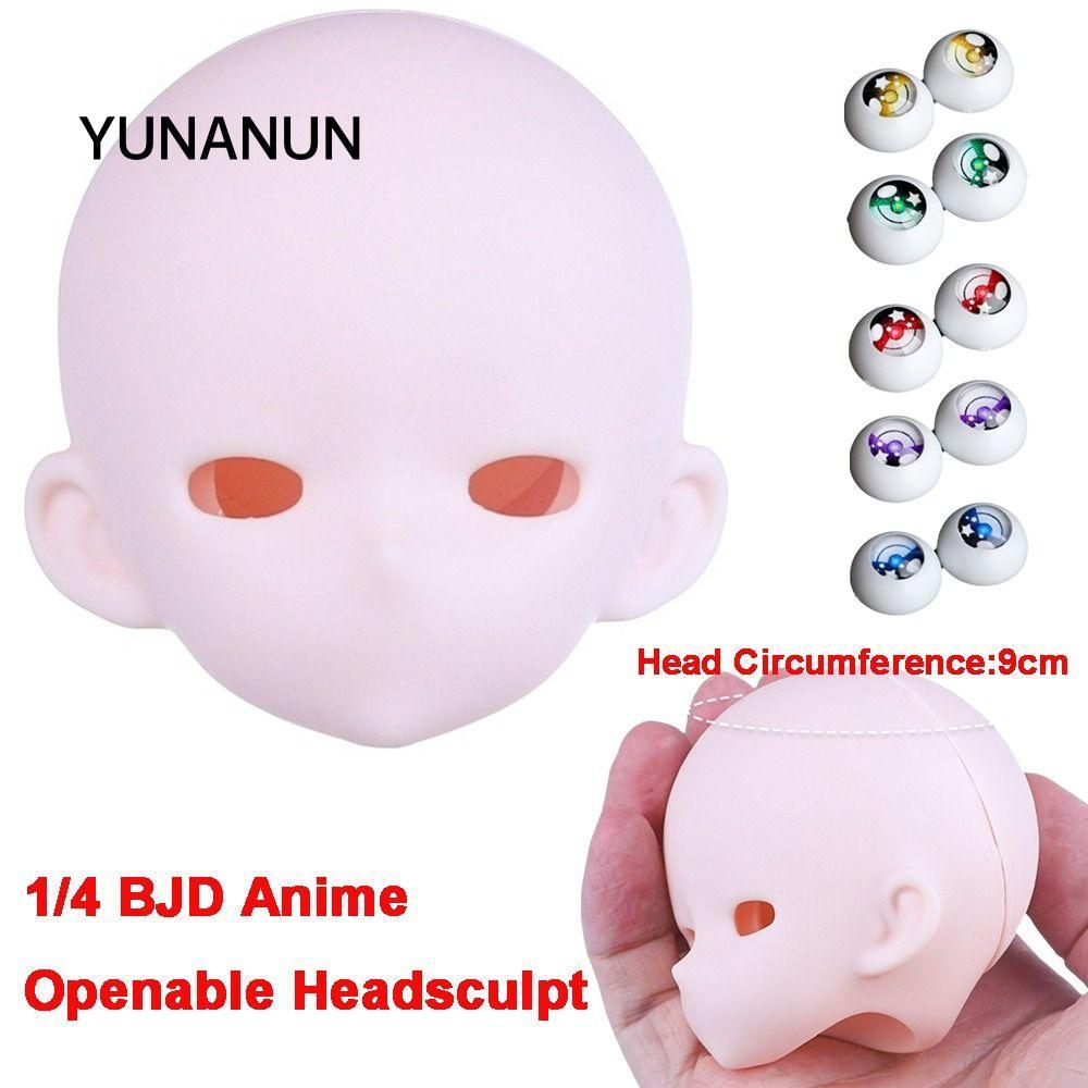 YUNANUN Bjd Baby Head, PVC Anime-Style 1 / 4 BJD Anime Headsculpt, Không Trang Điểm Da Trắng Có Thể 