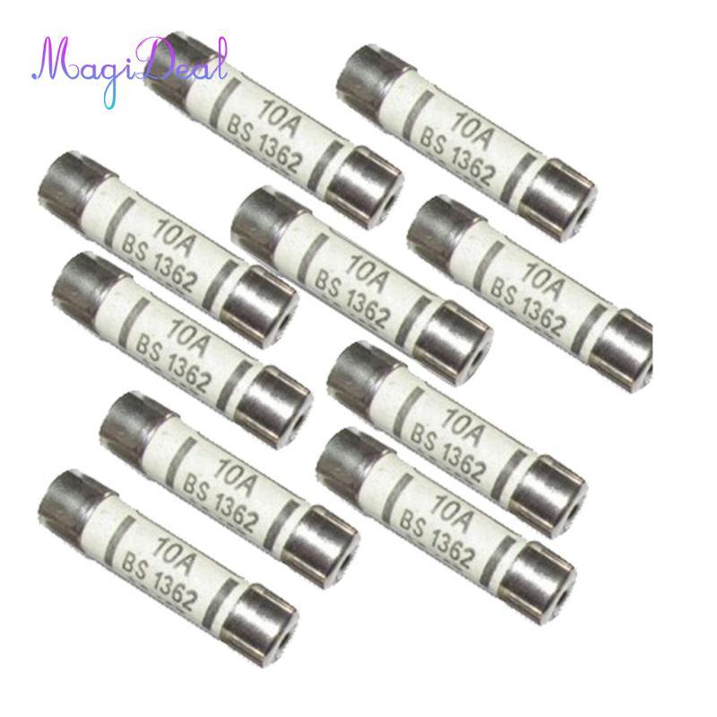 10x Cầu Chì Gốm Cầu Chì Ống BS1362 10A Điện Văn Phòng Tại Nhà Phích Cắm Chính