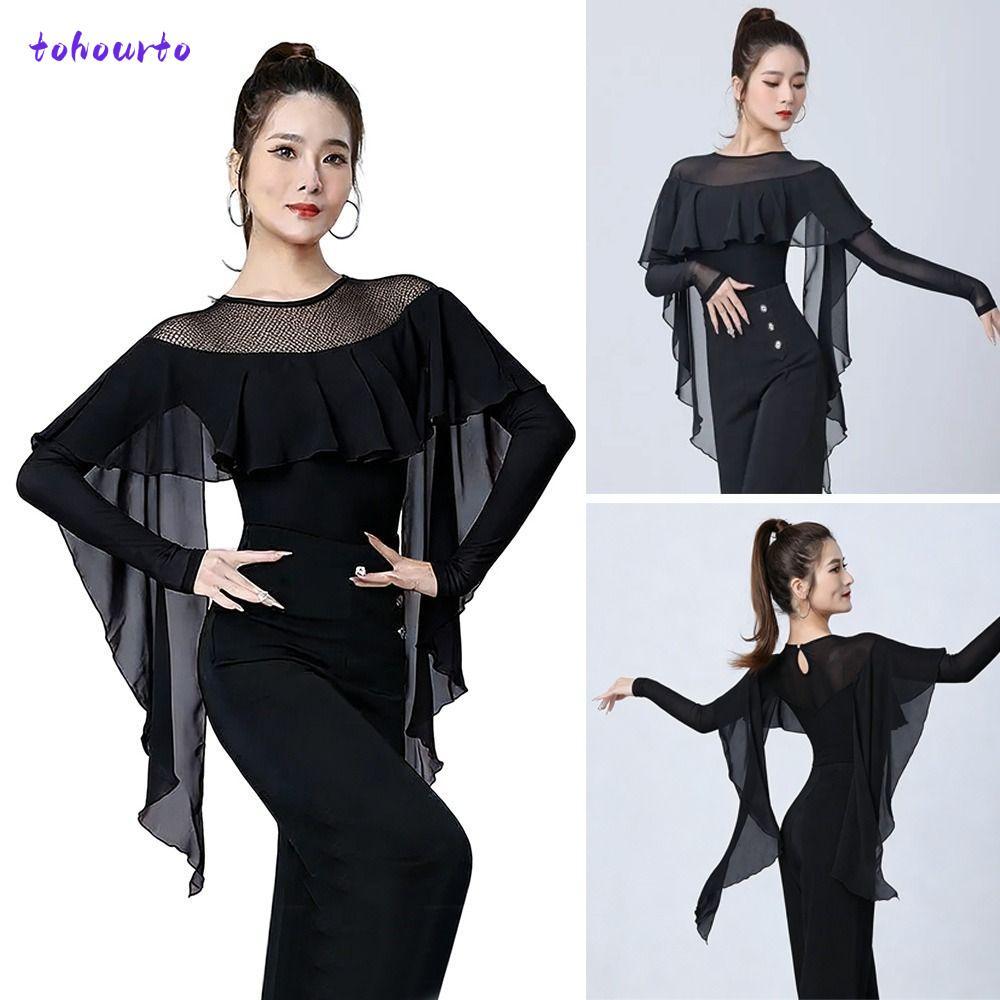 TOHOURTO Áo khiêu vũ Latin, Váy dạ hội Falbala Váy khiêu vũ hiệu suất, Váy biểu diễn thời trang Phụ 