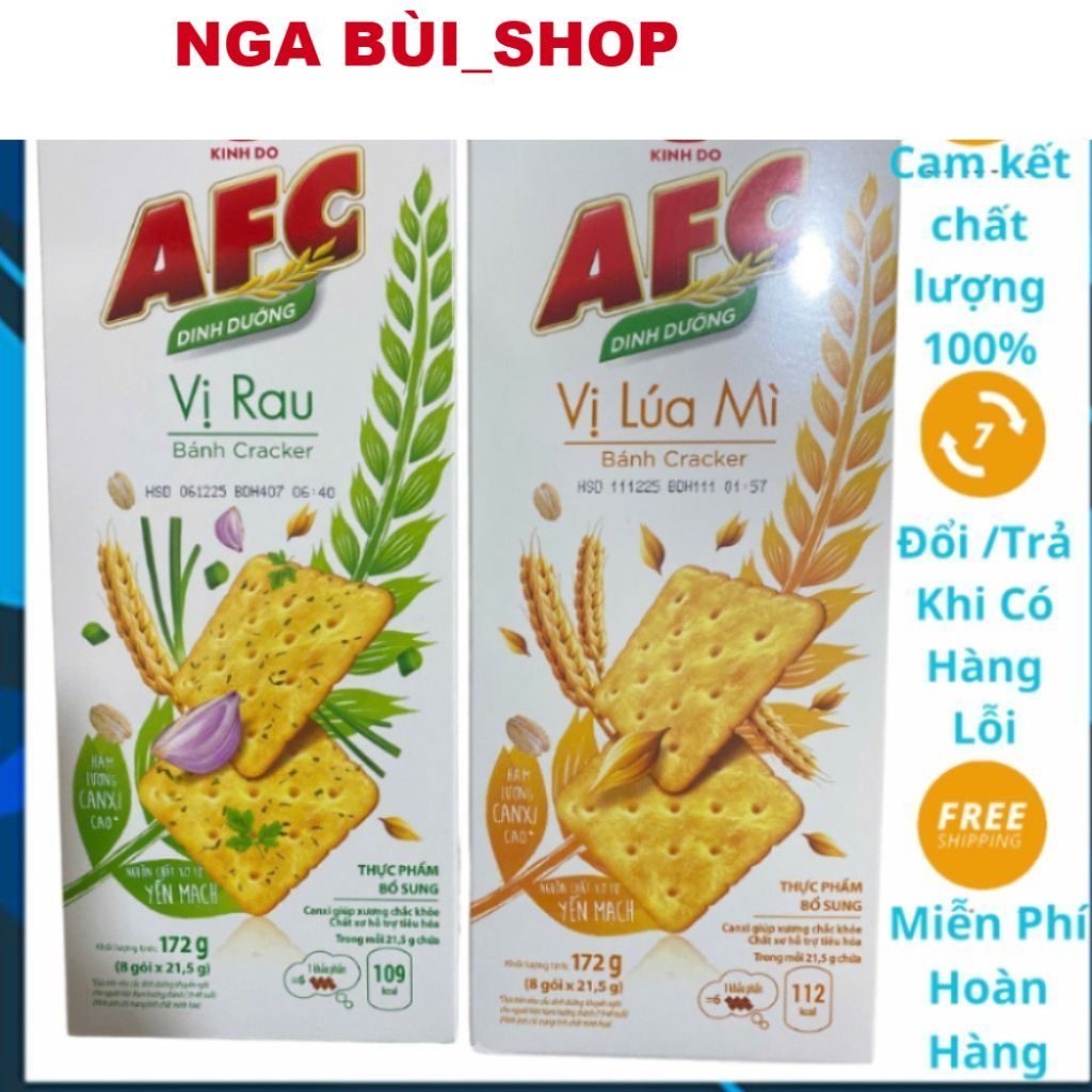 (SALE LỚN) Bánh Cracker AFC hộp 172g vị Lúa mỳ,rau,Bánh Kinh Đô AFC Hộp 172g,Bánh quy AFC vị rau hộp
