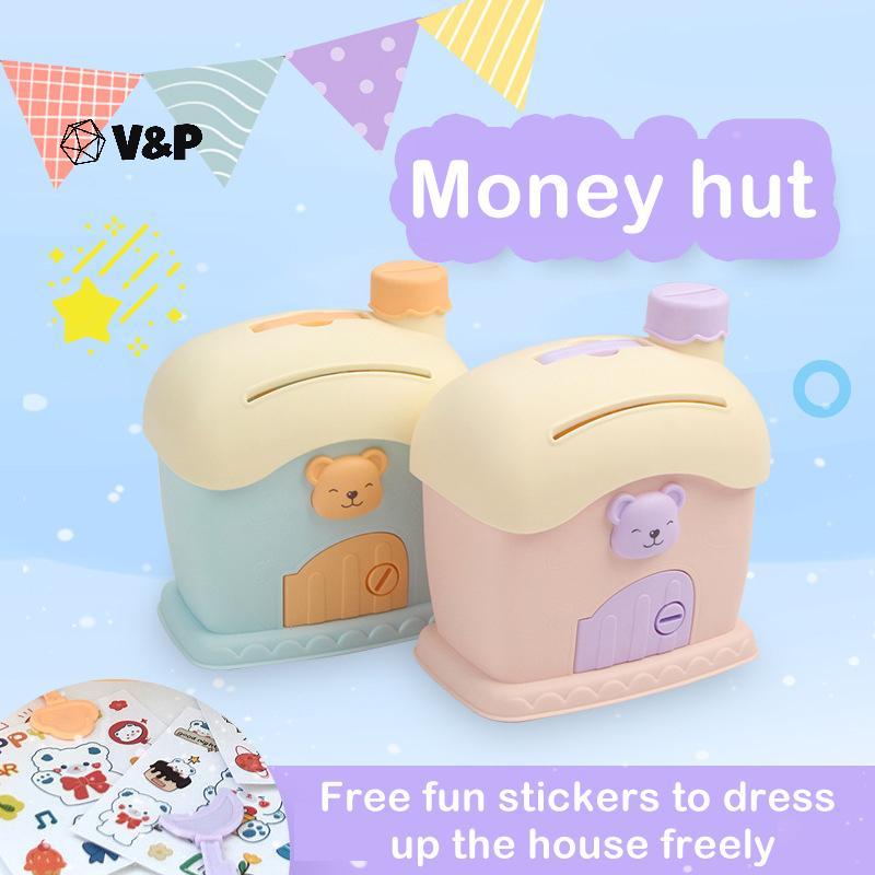 V & P Gấu Dễ Thương Heo Đất Hoạt Hình Vuông Có Lo Và Chìa Khóa Nhà Nấm Dễ Thương Heo Đất Hoạt Hình T