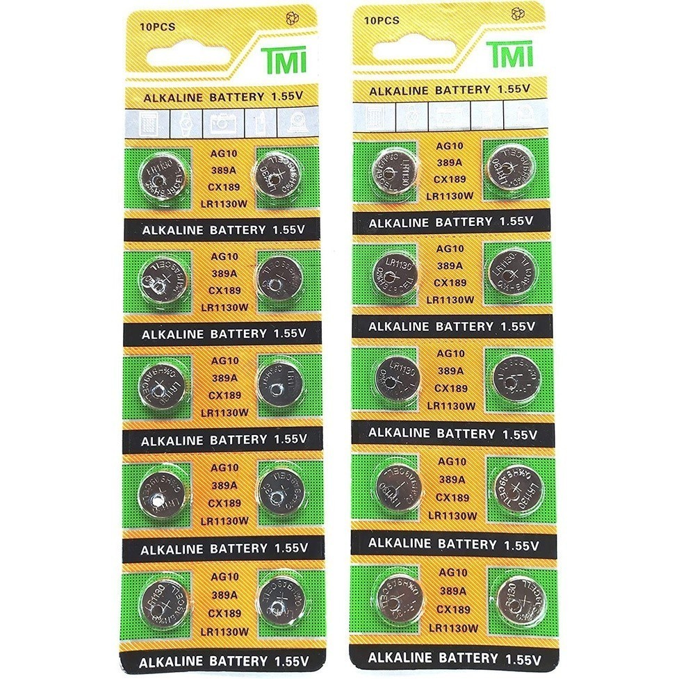 10 Viên pin AG10 LR1130 AG 10 SR54 189 389 SR1130 L1131 G10A Nút Cho Đồng Hồ Đồ Chơi