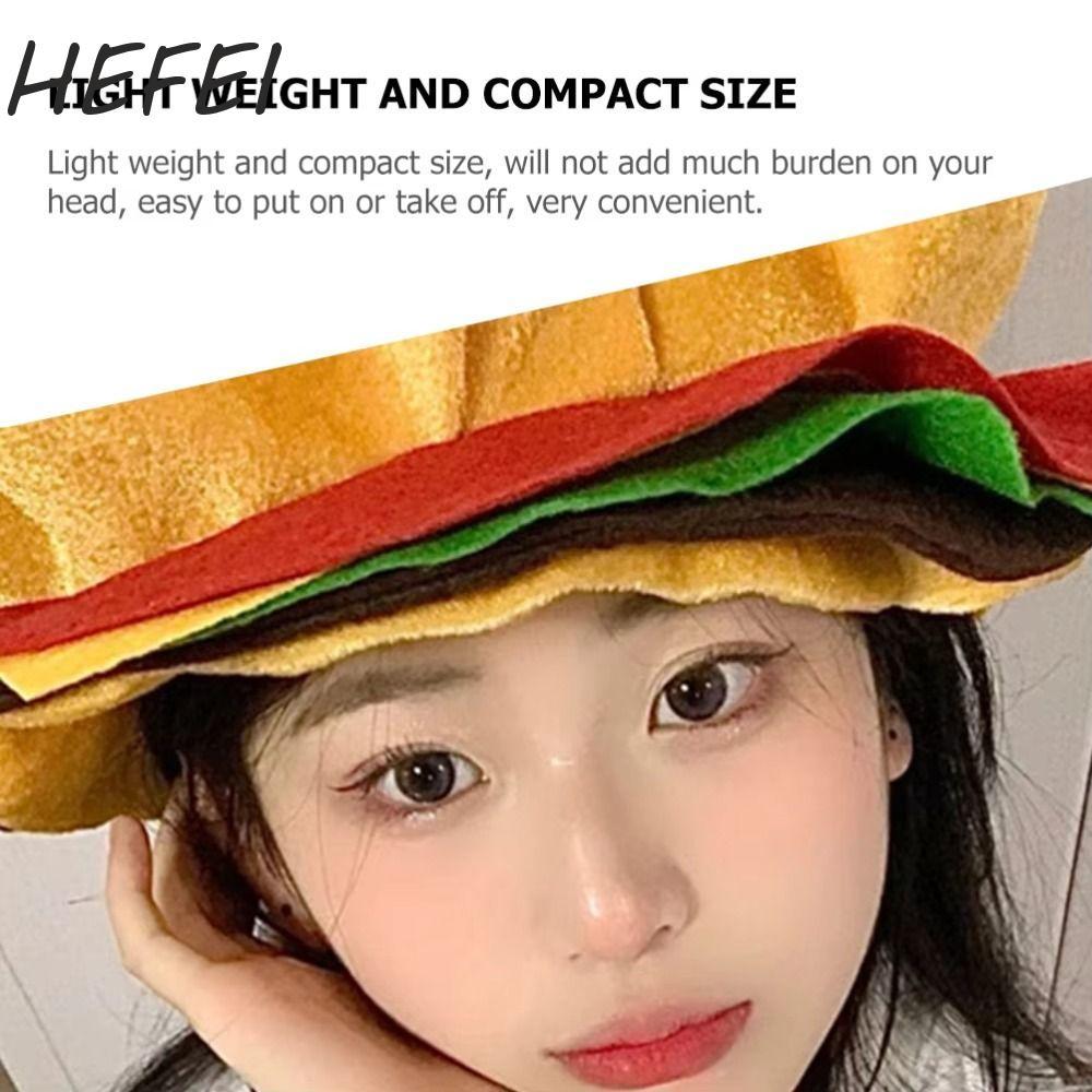 HEFEI Mũ Burger Trang Trí HEFEI, Sáng Tạo Dễ Thương Burger Mũ Đội Đầu, Quà Tặng Mềm Mại Thoải Mái Ng