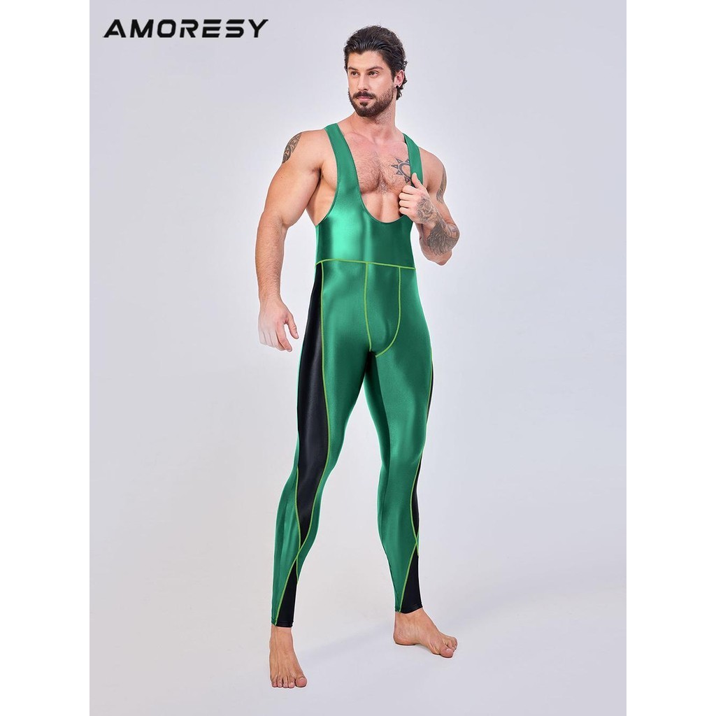 Bỗ đấu vật thun bóng ống dài AMORESY cho nam