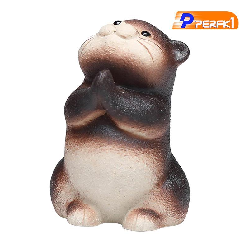 Nhỏ Otter Trà Thú Cưng Đất Sét Otter Điêu Khắc Đồ Trang Trí Thủ Công Handmade Otter