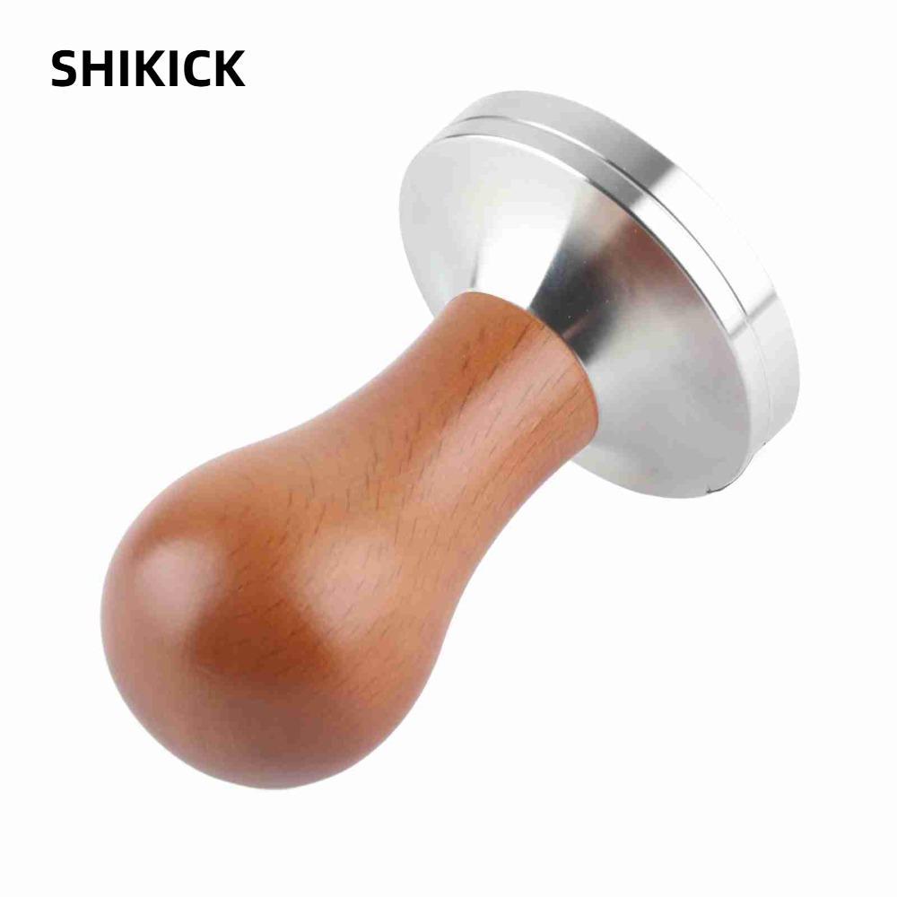SHIKICK Cà phê Tamper, Tay cầm tiện dụng Đế thép không gỉ Espresso Tamper, Đế phẳng 58mm Tay cầm bằn