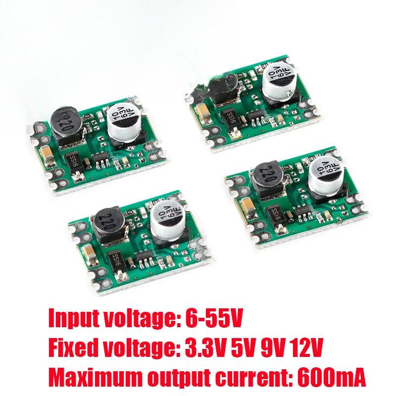 Mô-đun cấp nguồn bước DC-DC Đầu vào 6V-55V sang 3.3V 5V 9V 12V Đầu ra 600mA Dòng điện