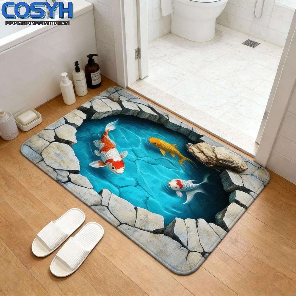 <cosyh>3D Heart Bath Mat Lightweight Design 3D Print Technology Machine Washable