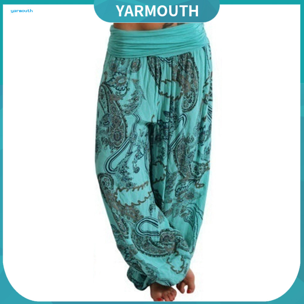 YYR - Quần Baggy Rời Dài Bloomers Mắt Cá Chân Buộc Style Boho Paisley