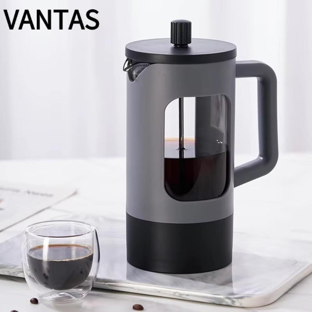 Máy pha cà phê VANTAS French Press, Máy pha cà phê trà chịu nhiệt thủy tinh Borosilicate, Máy ép cà phê chống rỉ đa chức năng 600ml cầm tay để pha cà phê