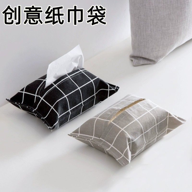 A New home-use cotton and linen tissue cover, tissue bag, fabric tissue bag, car tissue bag, tissue 