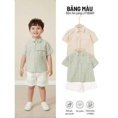 Bộ thời trang áo sơ mi quần kaki LITIBABY - F01 size 2 đến 10 tuổi