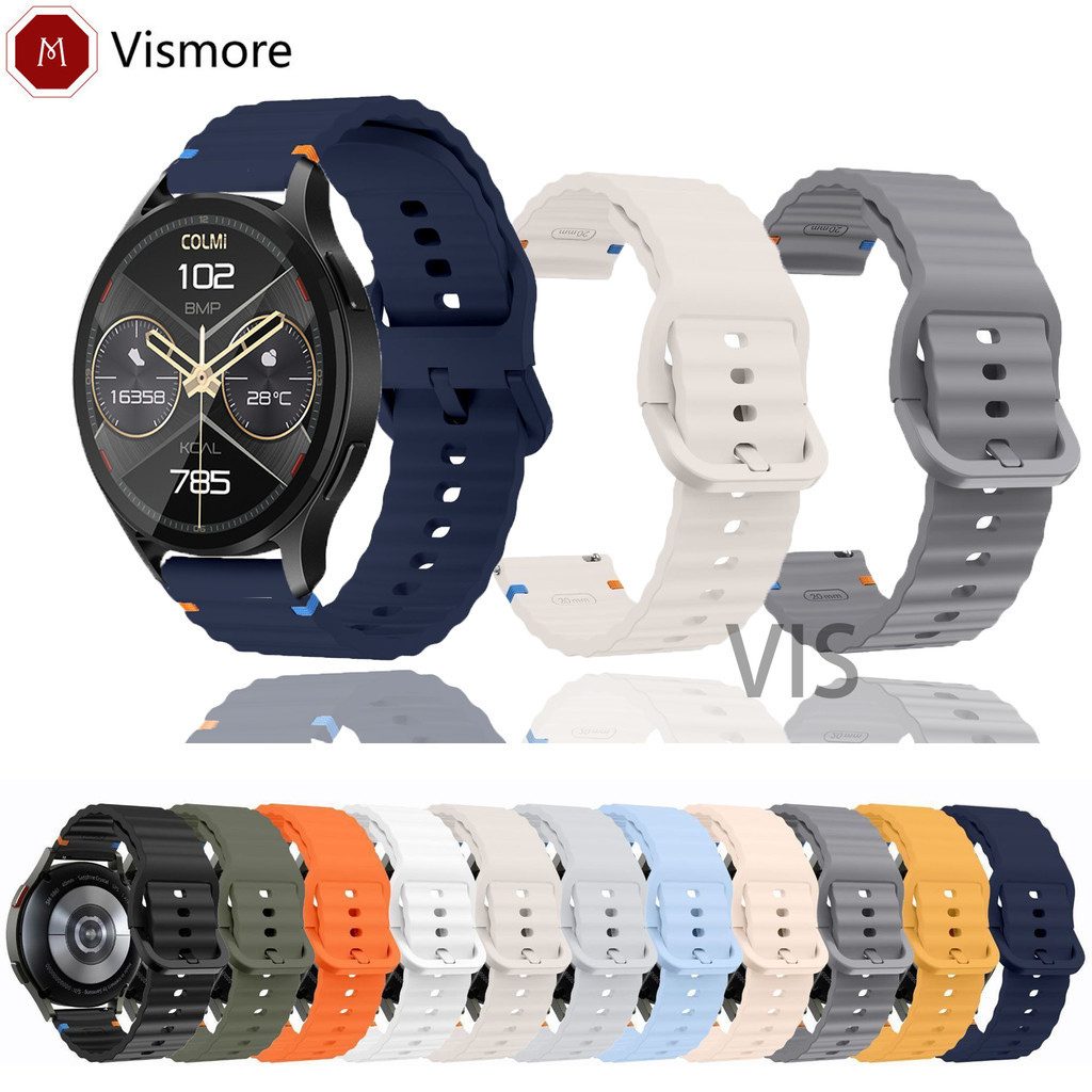 Dây đeo silicon mềm 20mm 22mm cho dây đeo đồng hồ chống nước thoáng khí COLMI P60 / P68 / P78 / P82 