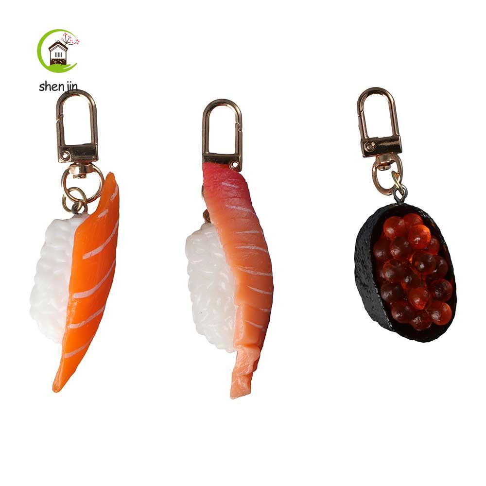 SHENJIN Mô Phỏng Sushi Móc Khóa Biển Urchin Sushi Cá Tính Cá Hồi Nhật Bản Ẩm Thực Sushi Mô Hình Thực