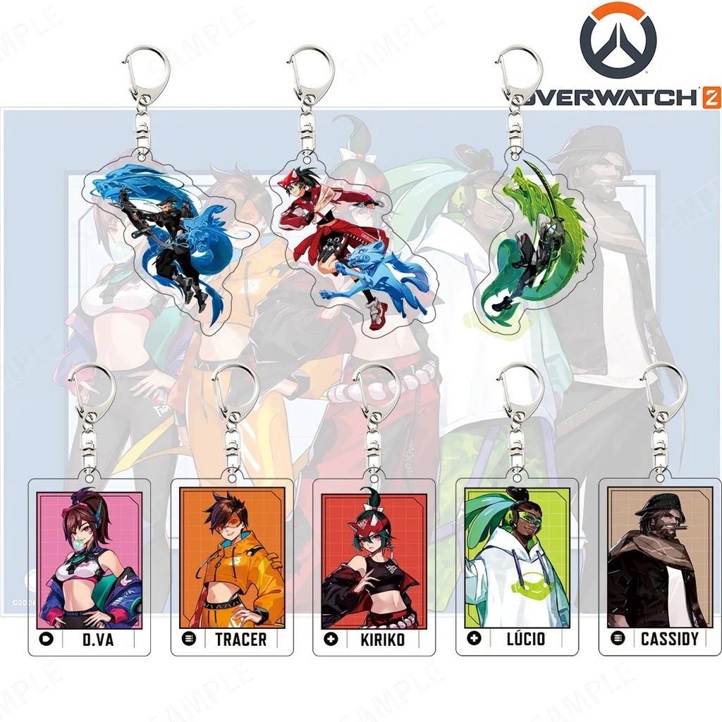 Móc khóa Overwatch 2 Acrylic Mica in hình nhân vật D.Va Kiriko Tracer Hanzo Genji Lucio Cassidy phụ 
