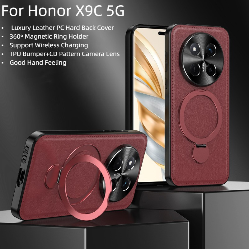 Dành Cho Honor X9C Smart 5G Honor X9C 5G Ốp Lưng Sang Trọng 360o Từ Tính Giá Đỡ PC Da Cứng Vỏ Điện T