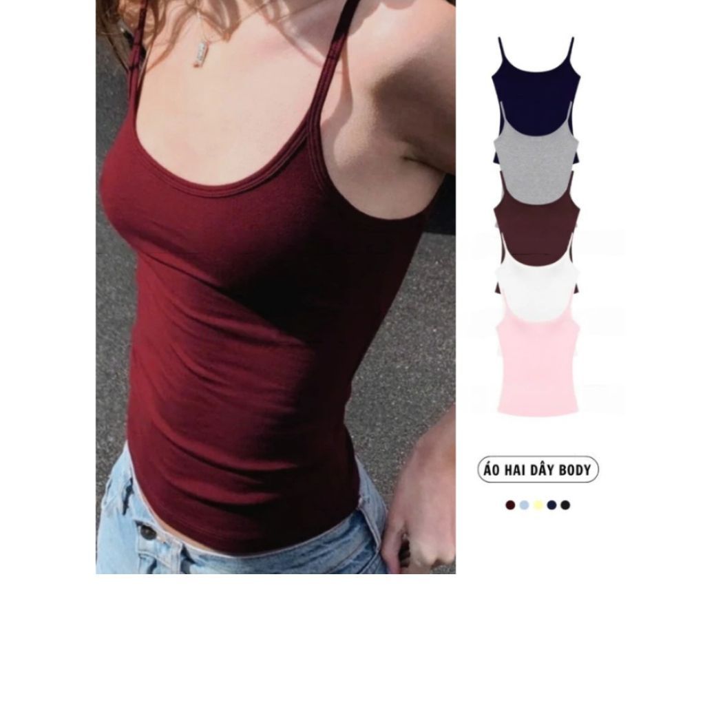 [Tặng Cột Tóc] Áo Hai Dây Nữ Basic Ôm Body Chiết Eo Mềm Mỏng Mát Nhiều Màu Co Giãn 4 Chiều_A571 - Al