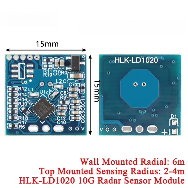 Mô-đun Radar cảm ứng vi sóng thông minh của con người HLK-LD1020 10G 10.525GHZ Phát hiện cảm biến ch