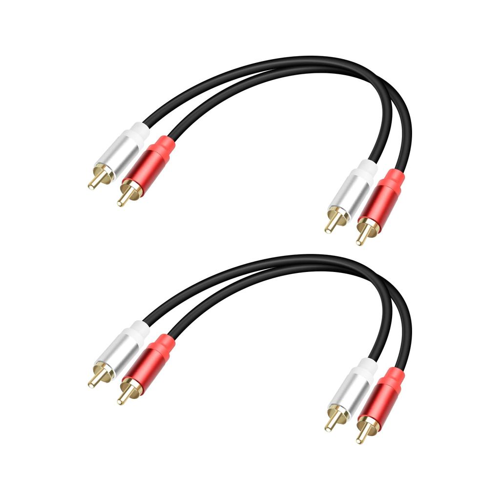 Cáp GELRHONR 2Pack 2RCA đến 2RCA 1FT, Cáp âm thanh nổi ngắn 2 RCA Male đến 2 RCA Male cho loa siêu t