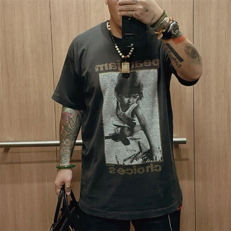 51LY vintage tee Vintage pearl jam Pearl Jam Band Washed Vintage Short Sleeve T-Shirt for Men and Wo